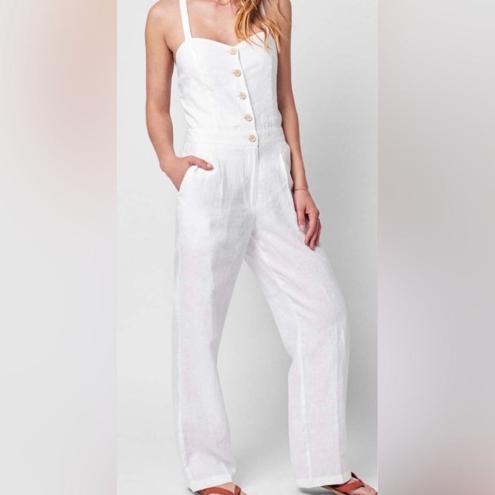 NWT Faherty Ozzy Linen Jumpsuit in Oyster White